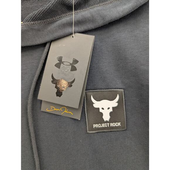 NWT Under Armour Men's Project Rock Terry Hoodie in Black sz XL - Picture 4 of 8